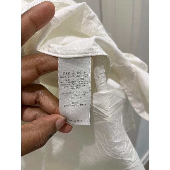 Rag And Bone White Crinkle Fabric Mini Dress SIZE 0 - Picture 6 of 10